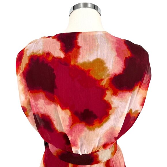 Taylor Printed Wrap Sleeveless Dress Red Pink Floral With Belt Size XL NWT - Picture 6 of 12